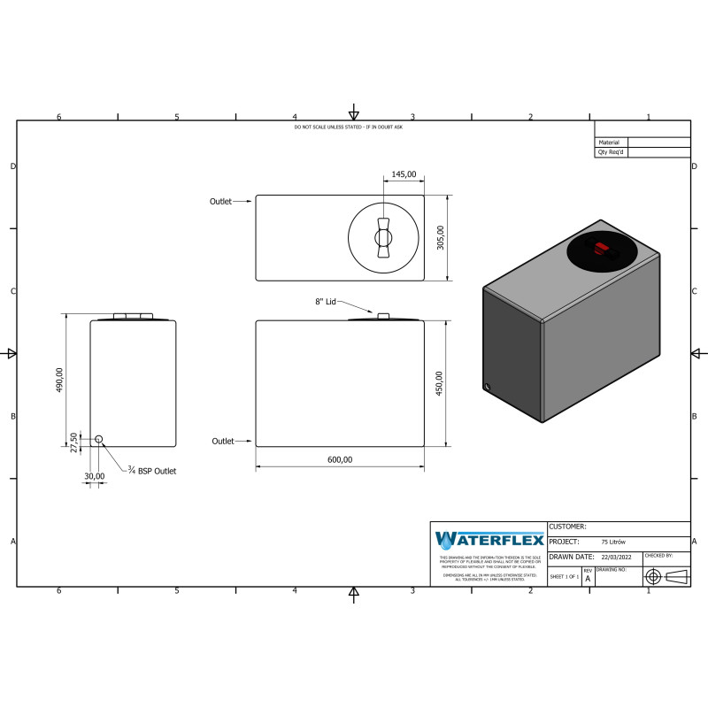 75 liters 60x30x45 standing