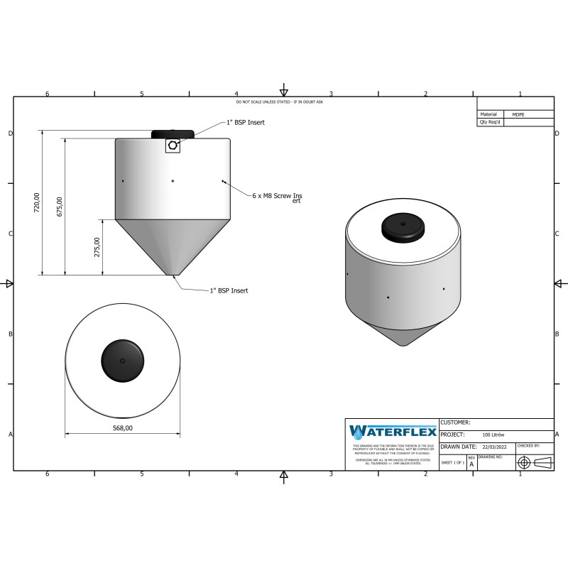 100 liters tank CONES BOTTOM