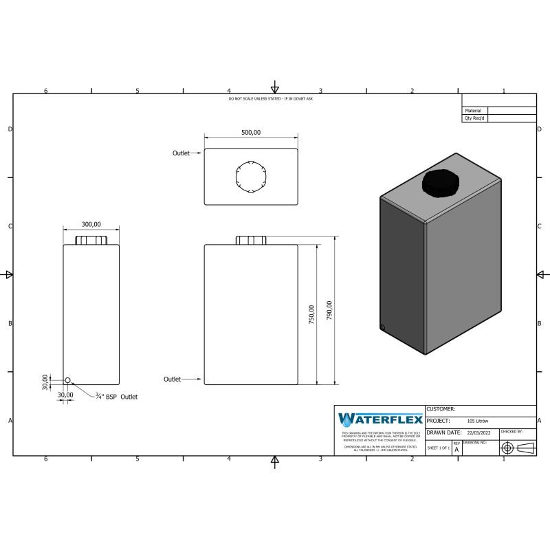 zbiornik 105 litrow wieża rysunek techniczny