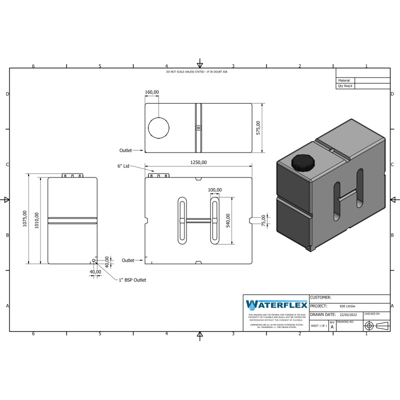 650 liters standing with partitions 125x58x101