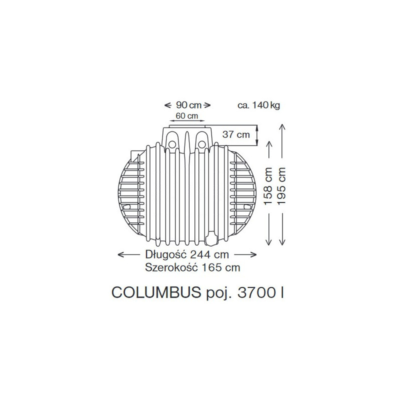 zbiornik podziemny columbus rysunek techniczny waterflex